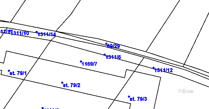 Parcela st. 1311/6 v KÚ Jarov, Katastrální mapa
