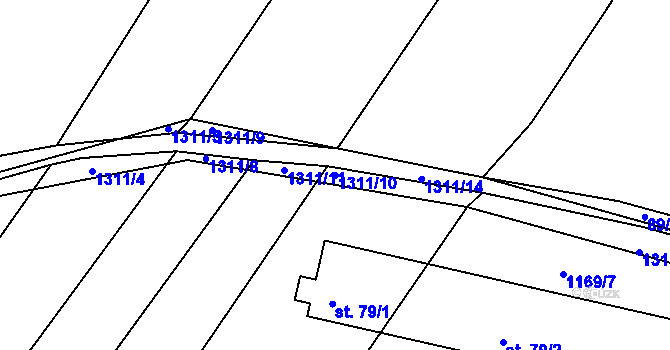 Parcela st. 1311/10 v KÚ Jarov, Katastrální mapa