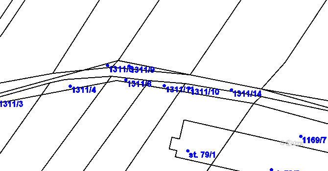 Parcela st. 1311/11 v KÚ Jarov, Katastrální mapa