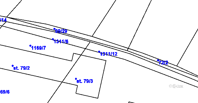 Parcela st. 1311/12 v KÚ Jarov, Katastrální mapa