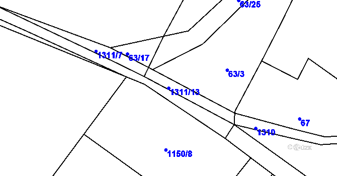Parcela st. 1311/13 v KÚ Jarov, Katastrální mapa