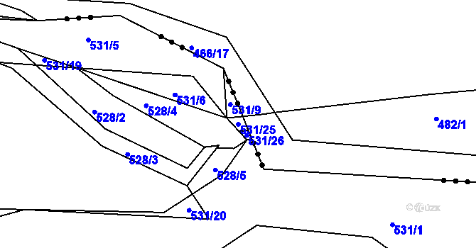 Parcela st. 531/25 v KÚ Jarov, Katastrální mapa