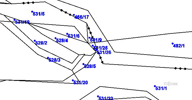 Parcela st. 531/26 v KÚ Jarov, Katastrální mapa
