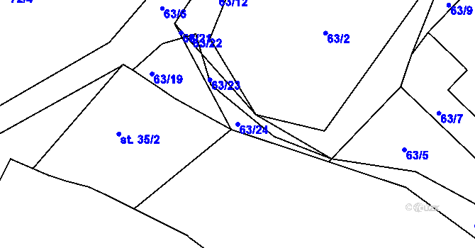 Parcela st. 63/24 v KÚ Jarov, Katastrální mapa