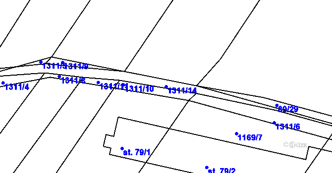 Parcela st. 1311/14 v KÚ Jarov, Katastrální mapa