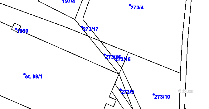Parcela st. 273/16 v KÚ Jarpice, Katastrální mapa