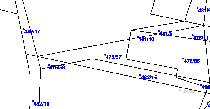 Parcela st. 475/57 v KÚ Jarpice, Katastrální mapa