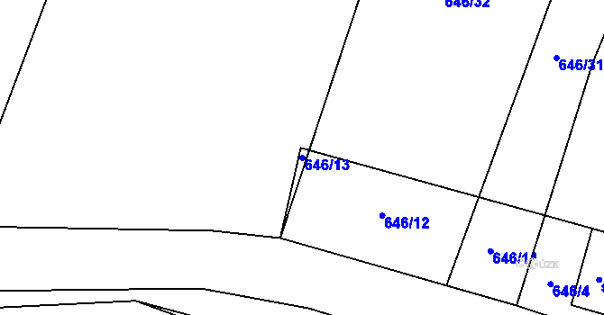 Parcela st. 646/13 v KÚ Jarpice, Katastrální mapa