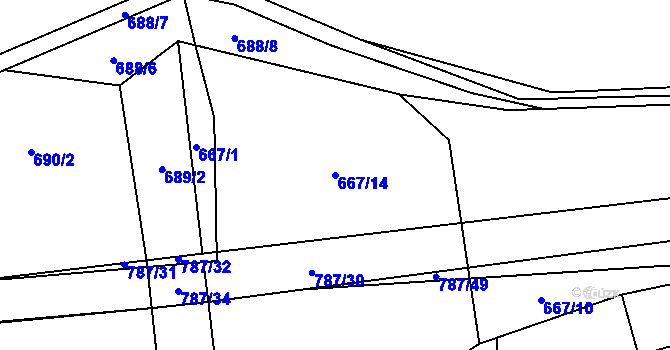 Parcela st. 667/14 v KÚ Jarpice, Katastrální mapa