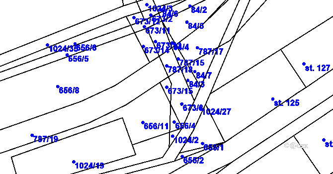 Parcela st. 673/15 v KÚ Jarpice, Katastrální mapa