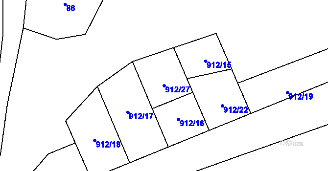 Parcela st. 912/27 v KÚ Jarpice, Katastrální mapa