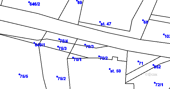 Parcela st. 70/3 v KÚ Jarpice, Katastrální mapa