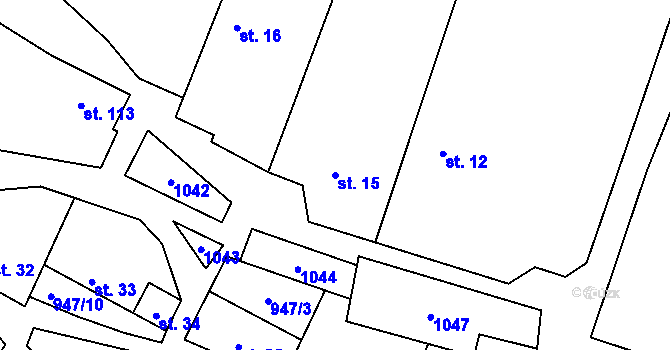 Parcela st. 15 v KÚ Jarpice, Katastrální mapa