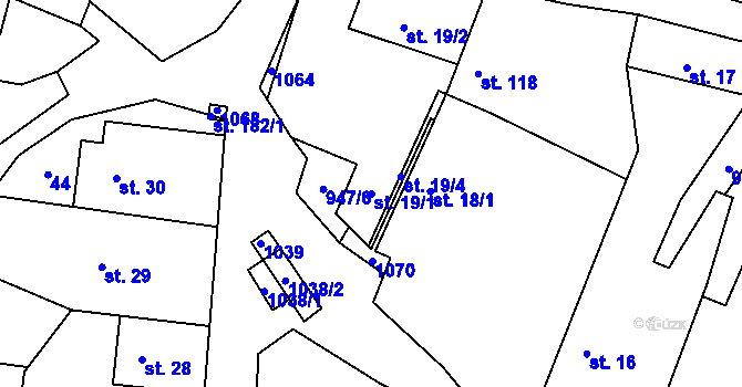 Parcela st. 19/1 v KÚ Jarpice, Katastrální mapa