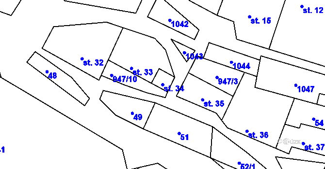 Parcela st. 34 v KÚ Jarpice, Katastrální mapa