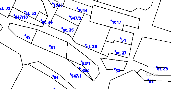 Parcela st. 36 v KÚ Jarpice, Katastrální mapa