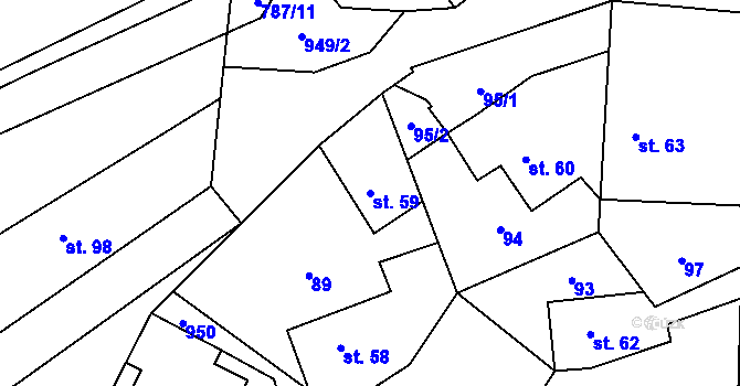 Parcela st. 59 v KÚ Jarpice, Katastrální mapa