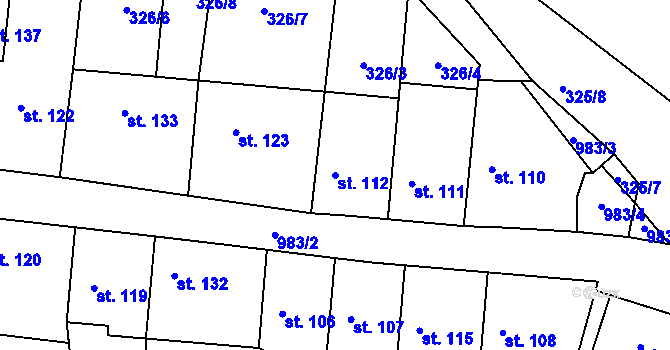 Parcela st. 112 v KÚ Jarpice, Katastrální mapa