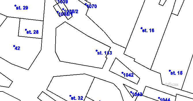 Parcela st. 113 v KÚ Jarpice, Katastrální mapa