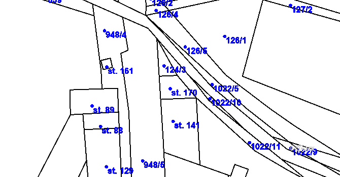 Parcela st. 170 v KÚ Jarpice, Katastrální mapa