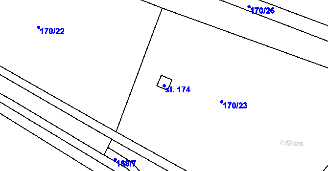 Parcela st. 174 v KÚ Jarpice, Katastrální mapa