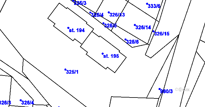 Parcela st. 195 v KÚ Jarpice, Katastrální mapa