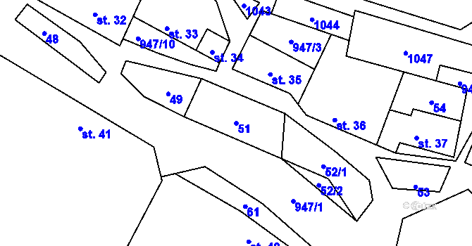 Parcela st. 51 v KÚ Jarpice, Katastrální mapa