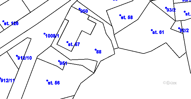 Parcela st. 88 v KÚ Jarpice, Katastrální mapa