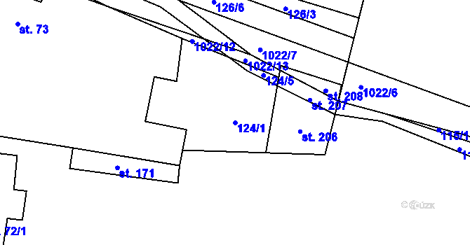 Parcela st. 124/1 v KÚ Jarpice, Katastrální mapa