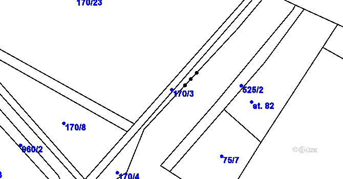 Parcela st. 170/3 v KÚ Jarpice, Katastrální mapa