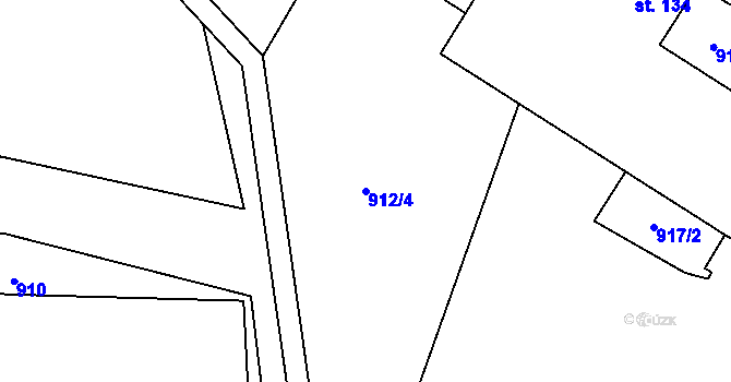Parcela st. 912/4 v KÚ Jarpice, Katastrální mapa