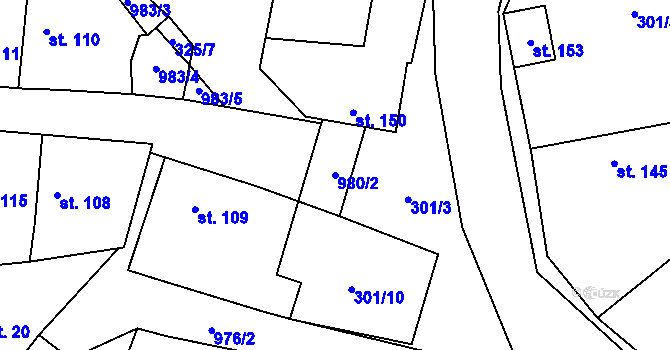 Parcela st. 980/2 v KÚ Jarpice, Katastrální mapa