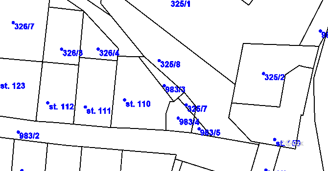 Parcela st. 983/3 v KÚ Jarpice, Katastrální mapa
