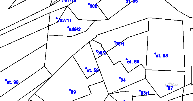 Parcela st. 95/2 v KÚ Jarpice, Katastrální mapa