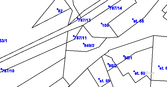 Parcela st. 949/2 v KÚ Jarpice, Katastrální mapa