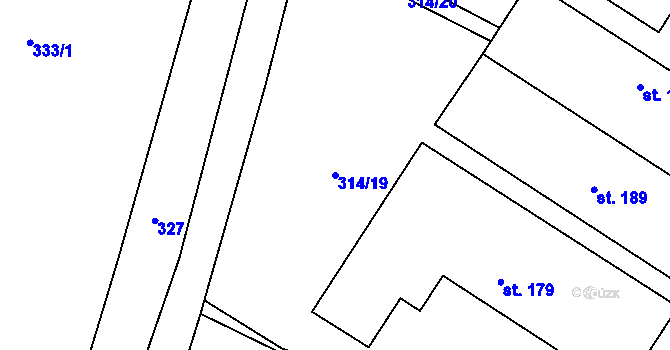 Parcela st. 314/19 v KÚ Jarpice, Katastrální mapa
