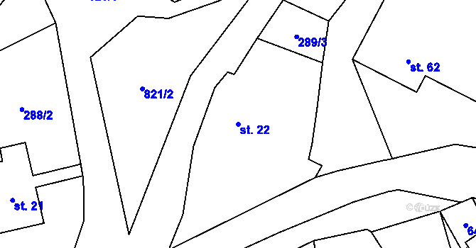 Parcela st. 22 v KÚ Jasenice, Katastrální mapa