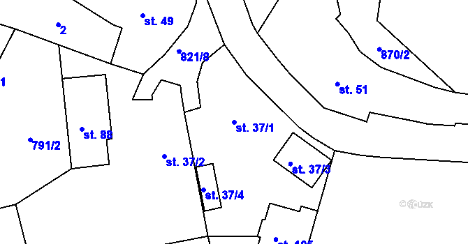 Parcela st. 37/1 v KÚ Jasenice, Katastrální mapa