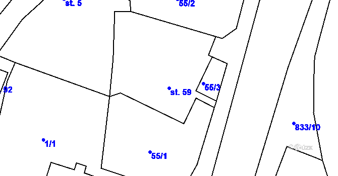 Parcela st. 59 v KÚ Jasenice, Katastrální mapa