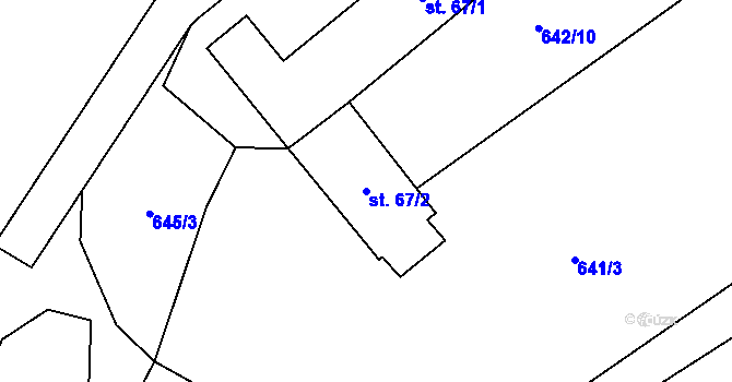 Parcela st. 67/2 v KÚ Jasenice, Katastrální mapa