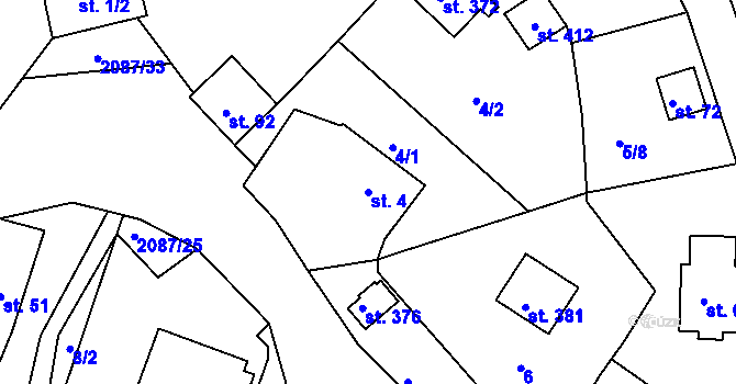 Parcela st. 4 v KÚ Jasenice u Valašského Meziříčí, Katastrální mapa