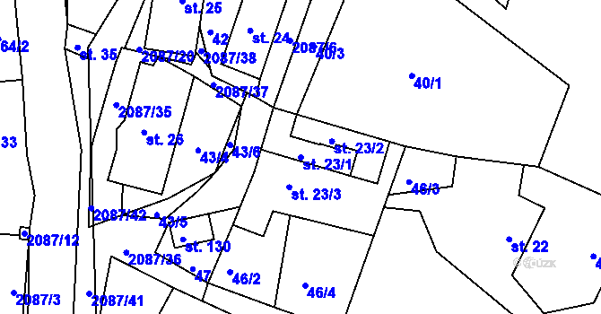 Parcela st. 23/1 v KÚ Jasenice u Valašského Meziříčí, Katastrální mapa