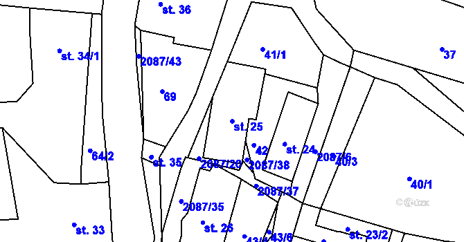 Parcela st. 25 v KÚ Jasenice u Valašského Meziříčí, Katastrální mapa