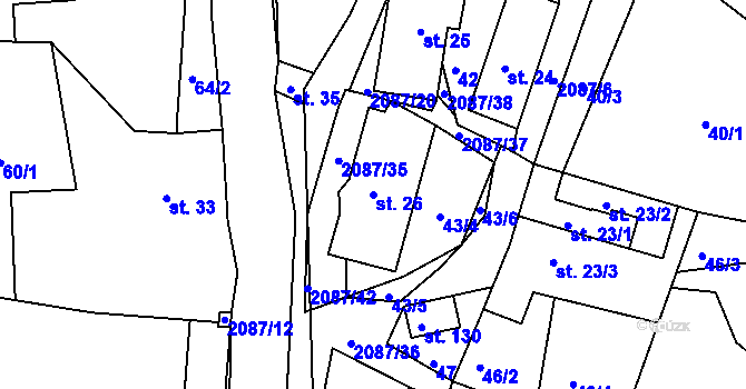 Parcela st. 26 v KÚ Jasenice u Valašského Meziříčí, Katastrální mapa