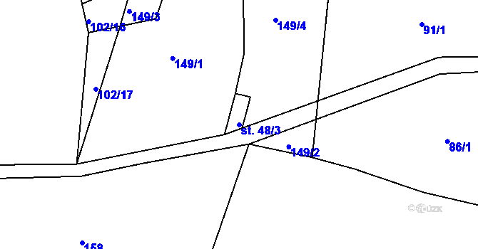 Parcela st. 48/3 v KÚ Jasenice u Valašského Meziříčí, Katastrální mapa