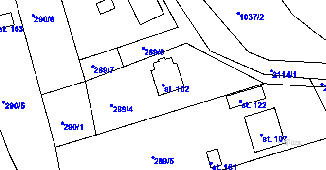 Parcela st. 102 v KÚ Jasenice u Valašského Meziříčí, Katastrální mapa