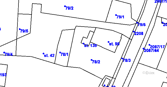 Parcela st. 139 v KÚ Jasenice u Valašského Meziříčí, Katastrální mapa