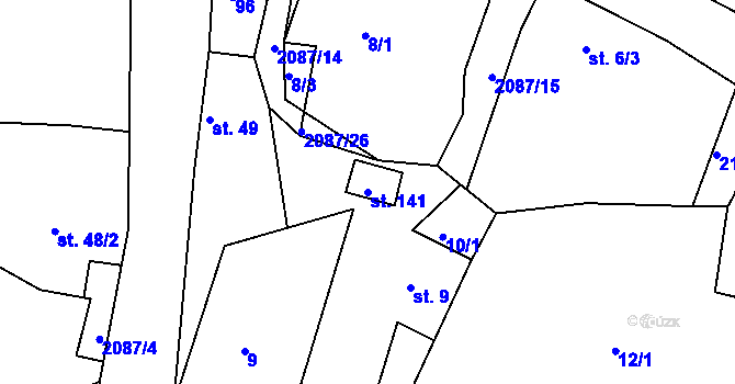 Parcela st. 141 v KÚ Jasenice u Valašského Meziříčí, Katastrální mapa