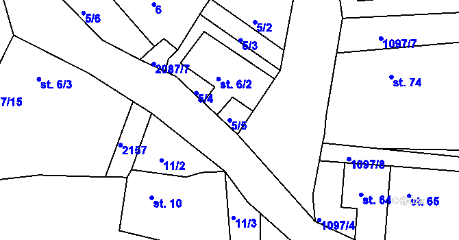 Parcela st. 5/5 v KÚ Jasenice u Valašského Meziříčí, Katastrální mapa