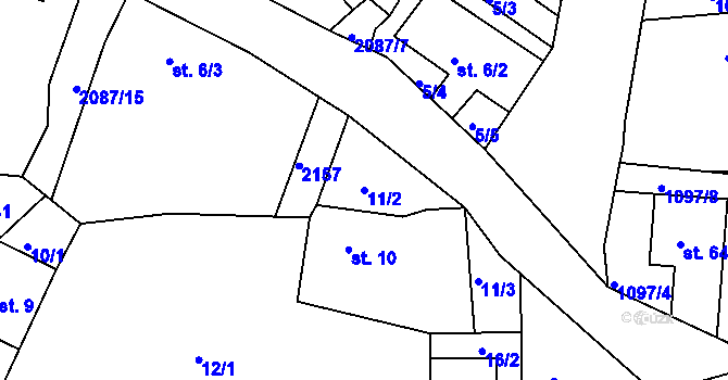 Parcela st. 11/2 v KÚ Jasenice u Valašského Meziříčí, Katastrální mapa